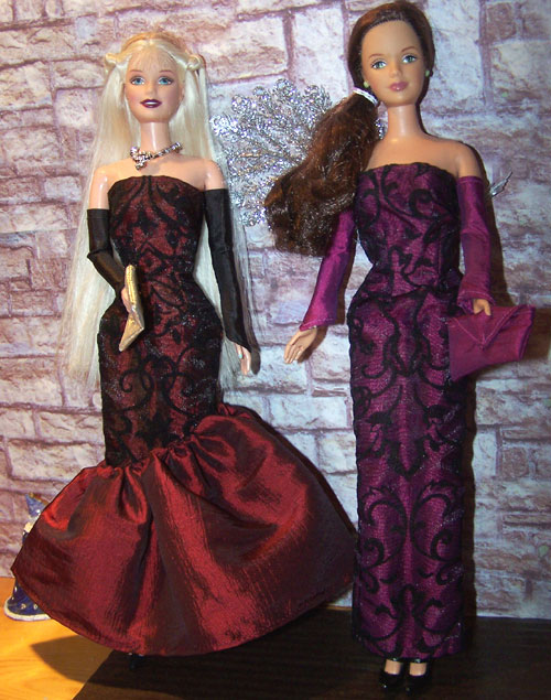 Bethany and Nancy in lace over dark wine colors..