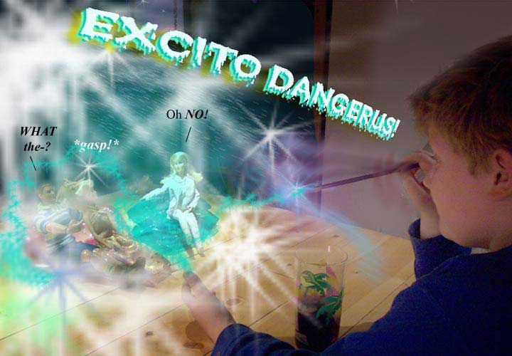 He takes out his wand and casts a spell!
