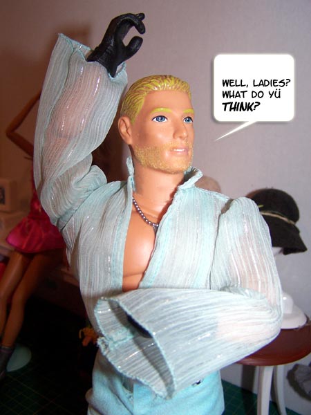 Lars has put the blouse on HIMSELF...