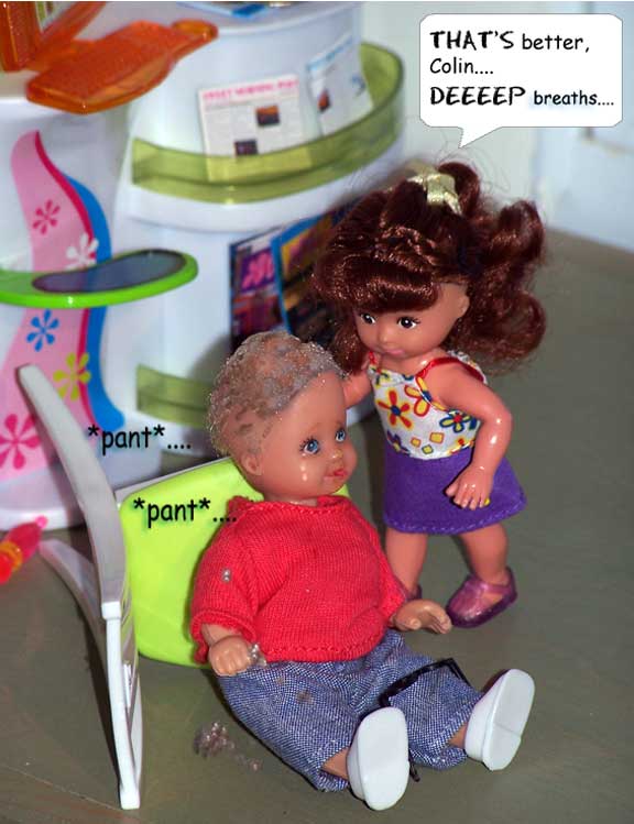 Holly manages to calm him at LAST...