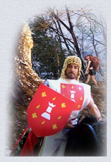 Buddy Jim coming home from the Mediaeval Tournament