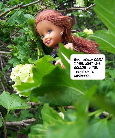 She shimmies up the nearest TREE...