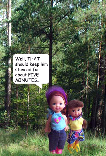 The girls survey their handiwork...