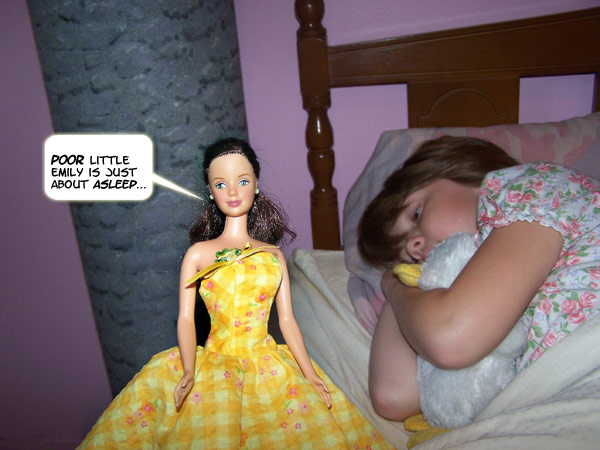 Nancy has ALMOST got Emily to sleep....