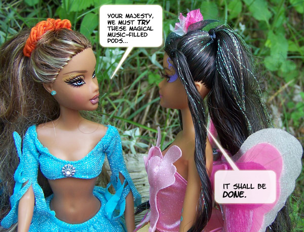 The fairies are EXCITED by this new way of listening to music...