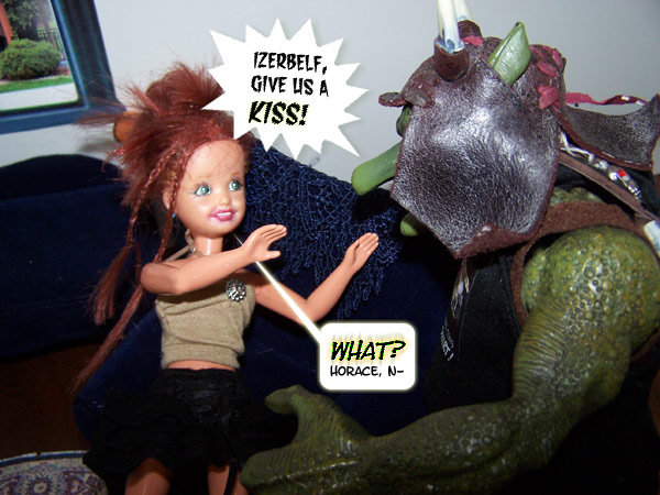 I think he's going to KISS her!