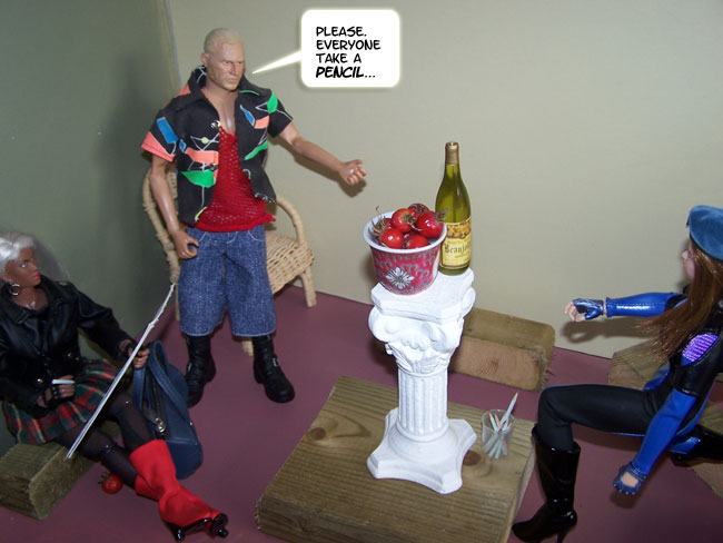 The students set up for the art class...