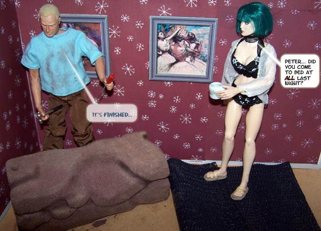 Anguish is used to finding boyfriend Peter up and working on artistic projects at all hours