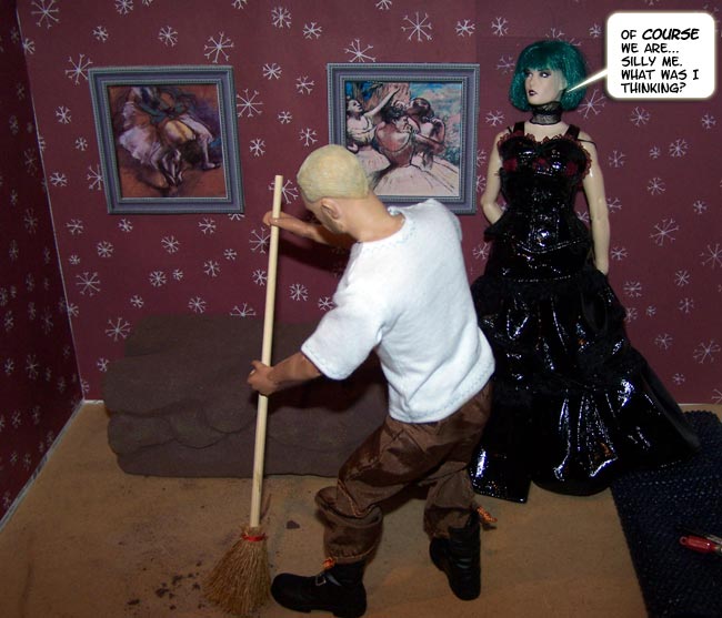 Inspired, Peter sweeps away all objections (literally!)