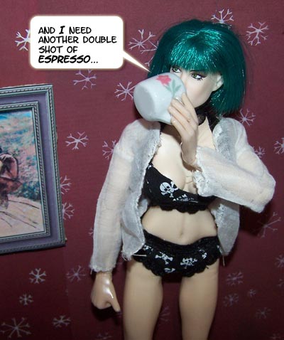 Anguish decides to fortify herself with MORE COFFEE...