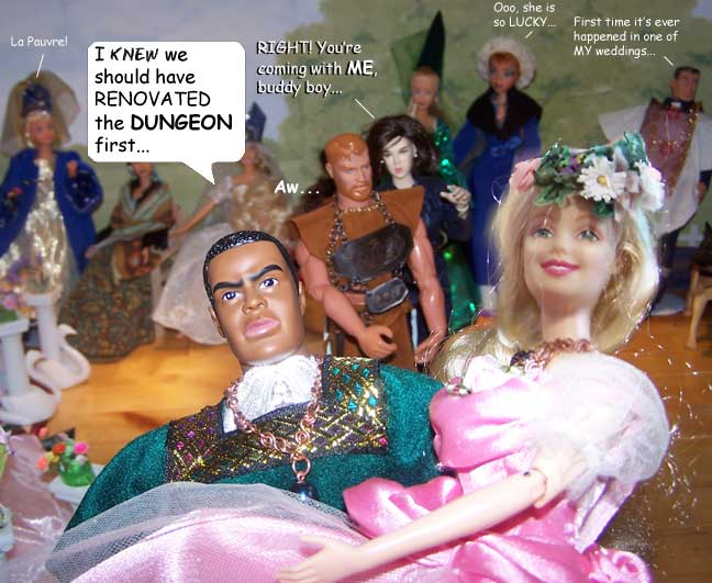 Neville firmly retrieves his bride...