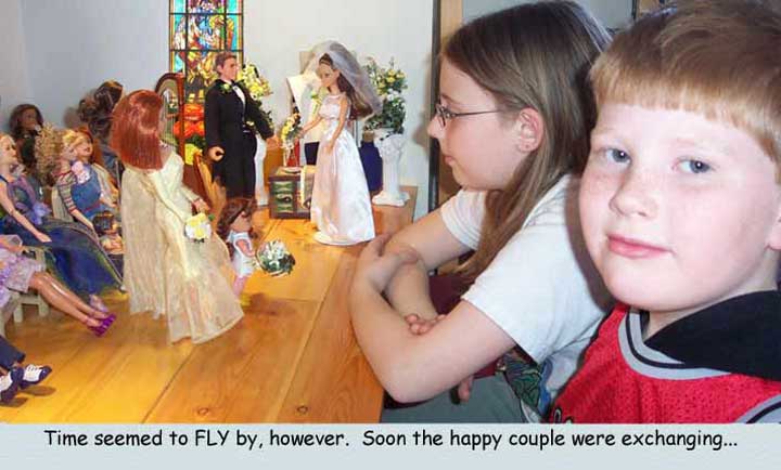 The ceremony raced along, and soon the bride and groom were exchanging...