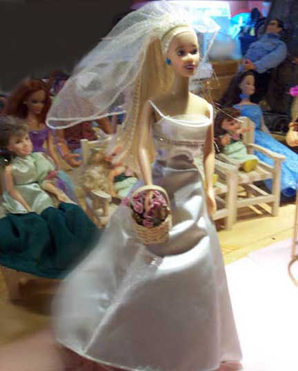 Nadine hurries down the aisle...